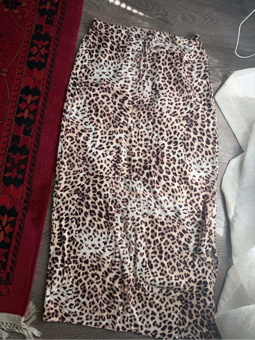 Leopard Print Midi Skirt - Neutral Tones